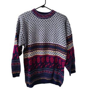 VTG Silvercord Floral Oversized 80s Sweater Women's Size L